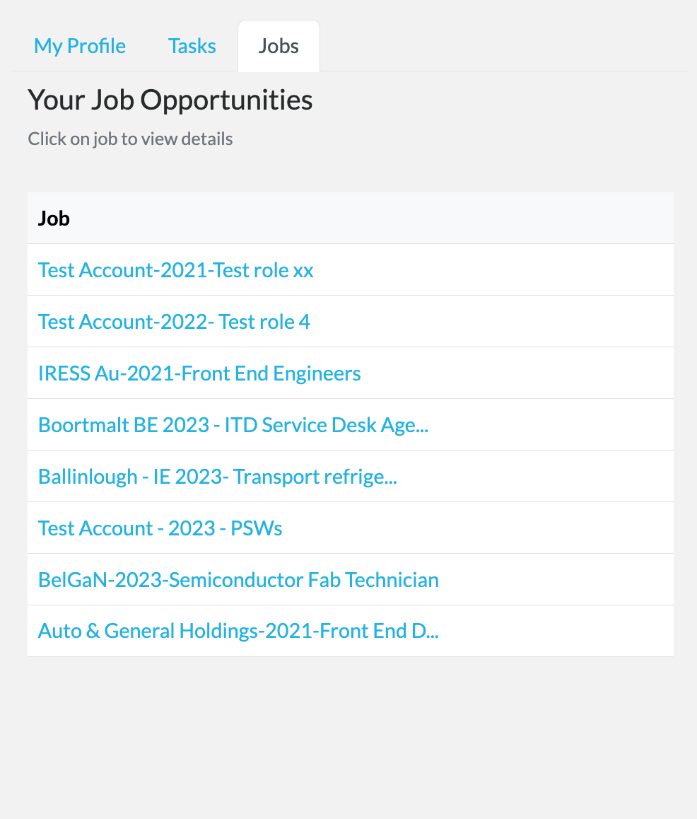 Candidate Job Listings