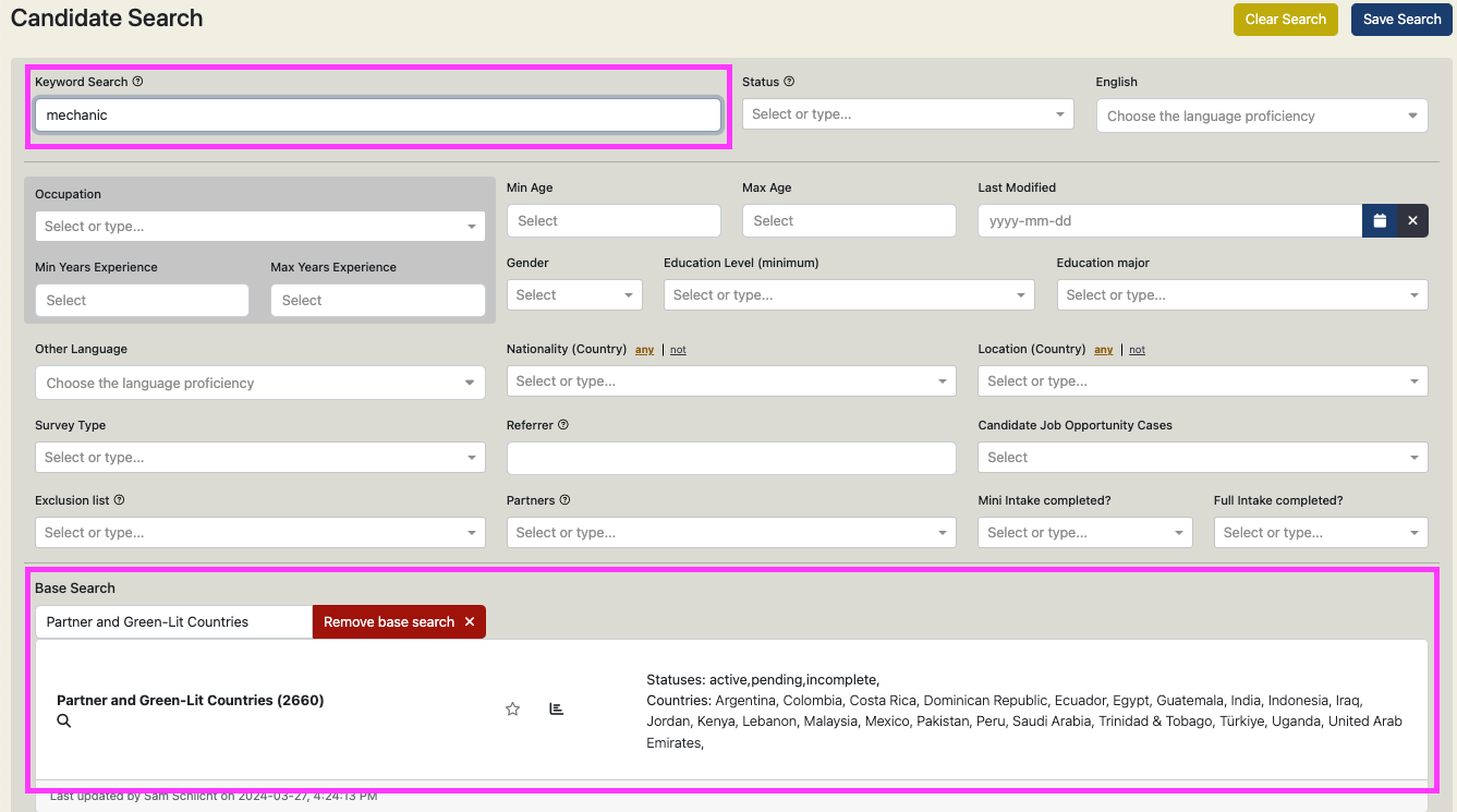 Elasticsearch on Base Search