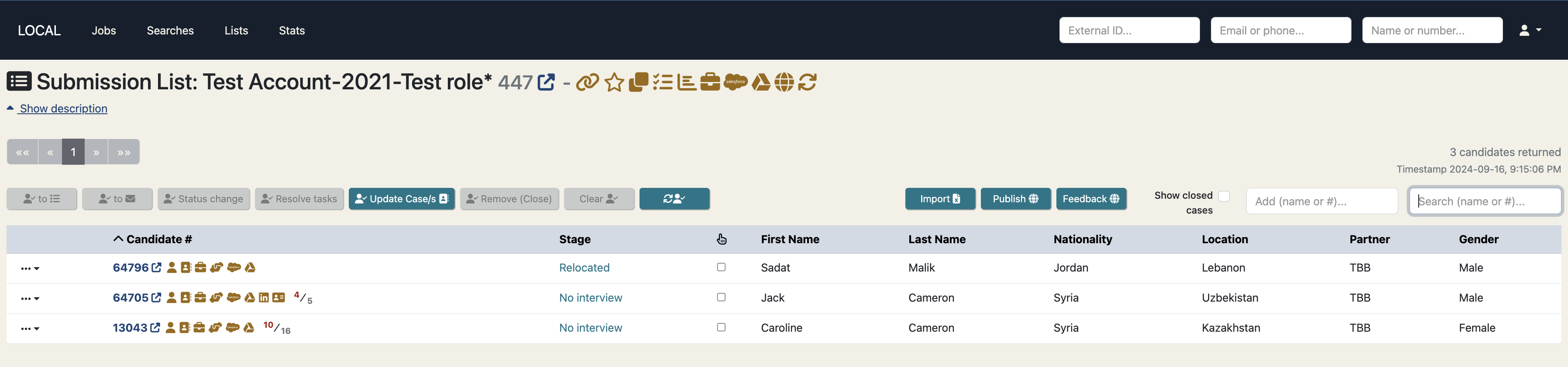 Distinct clarified submission lists
