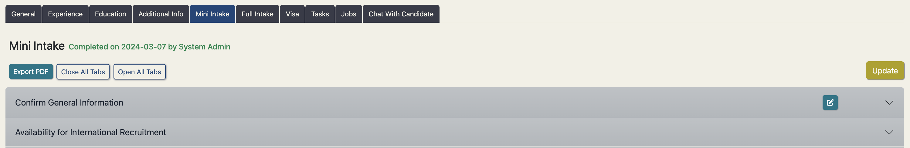 Mini Intake Revisions