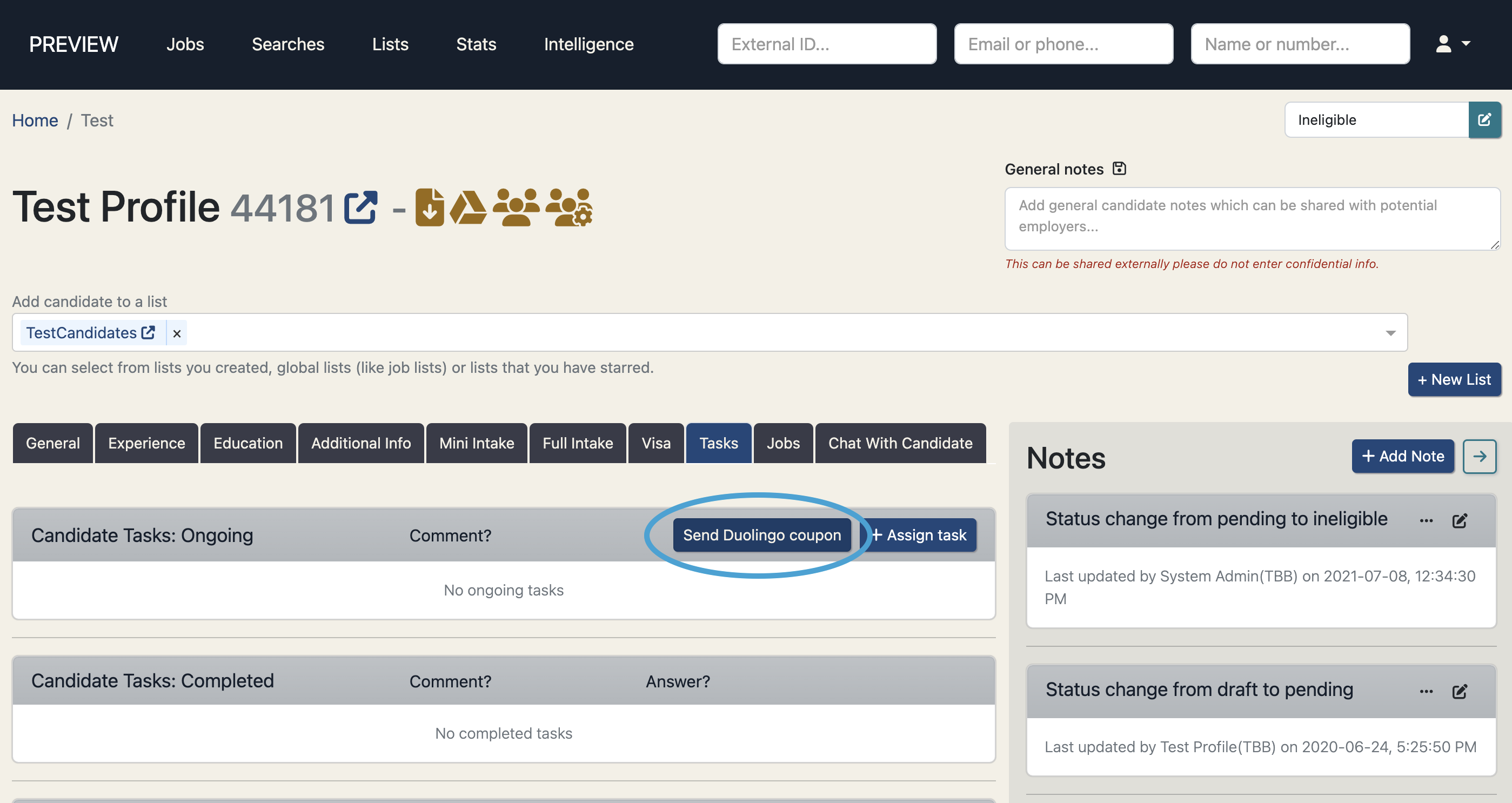Assign coupon to candidate