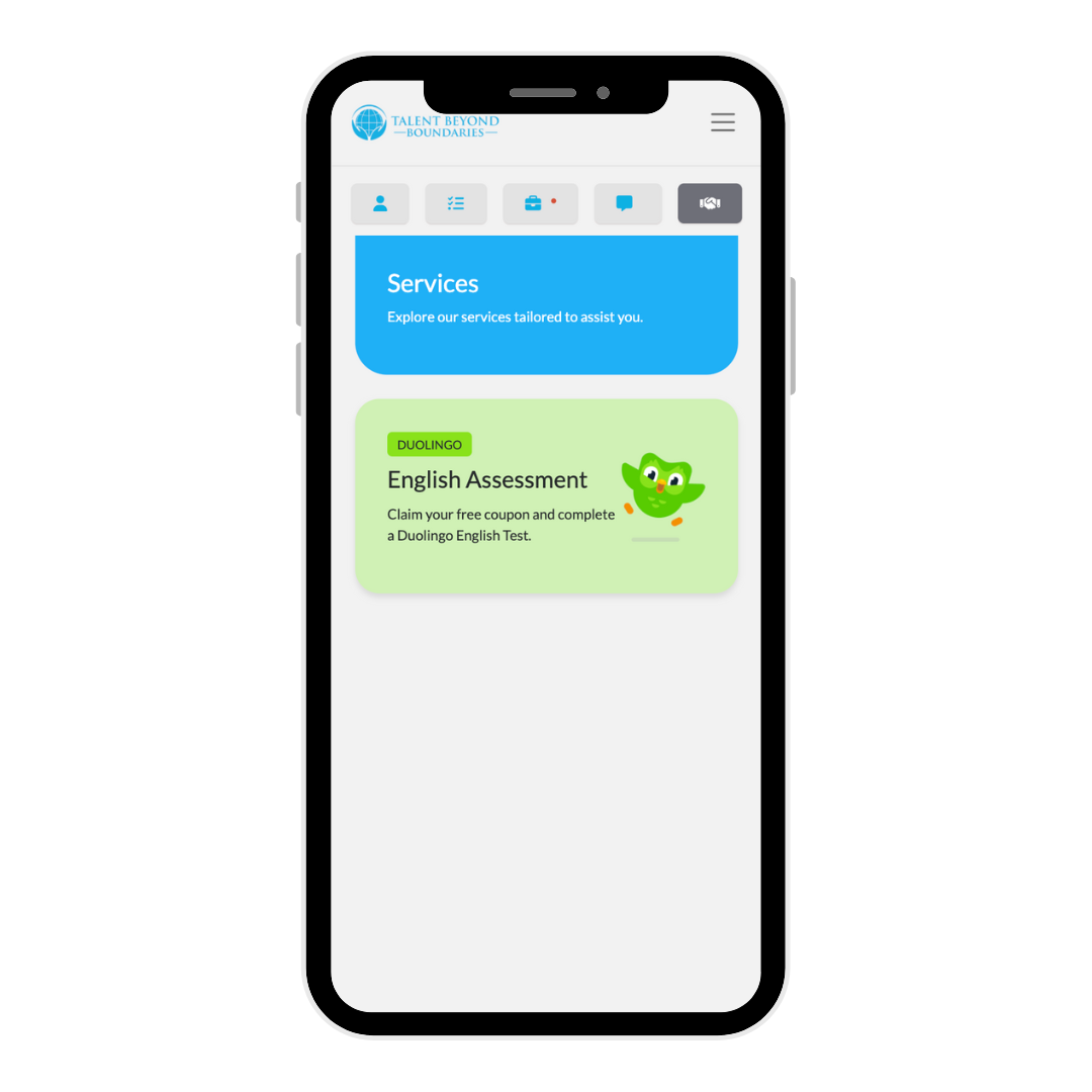 View services tab to access Duolingo coupon mobile
