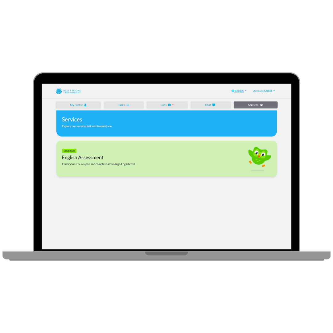 View services tab to access Duolingo coupon desktop