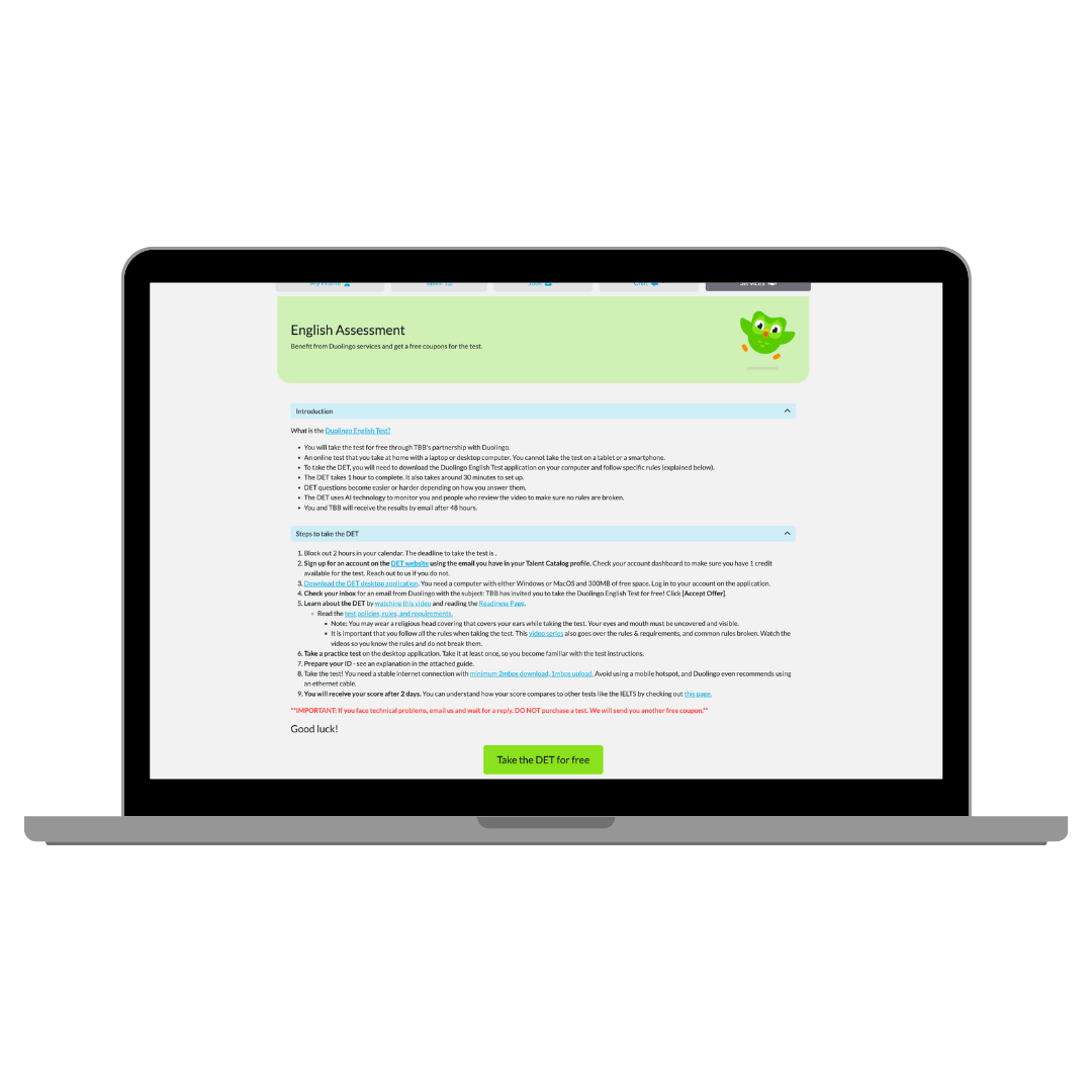 Take Duolingo test coupon desktop