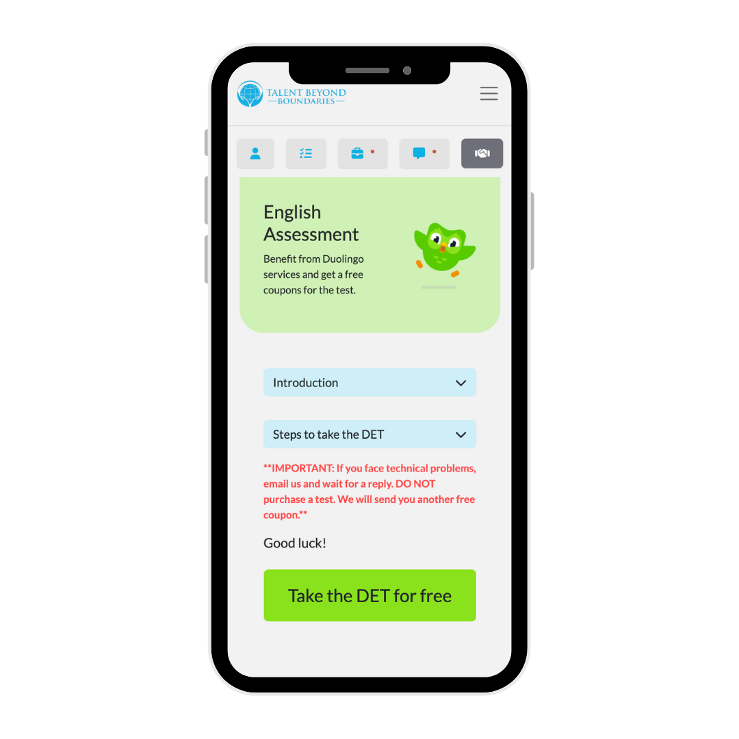 Take Duolingo test coupon mobile