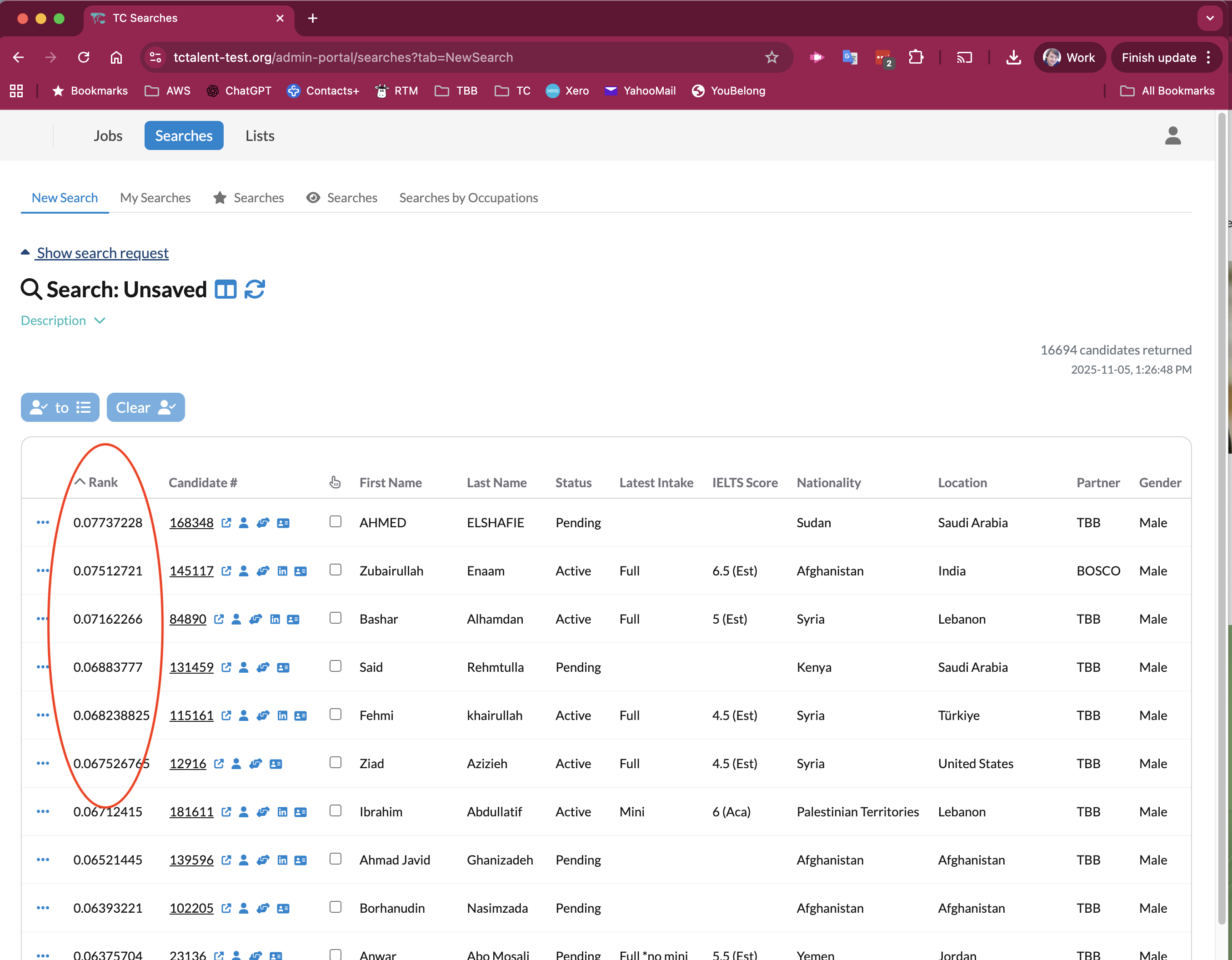 Search results sorted by closeness of match