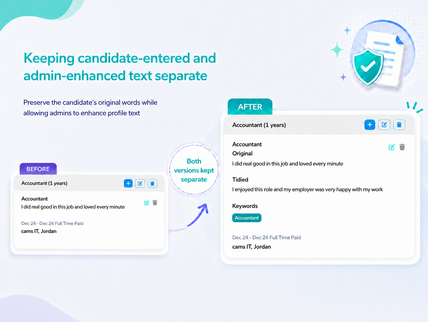 Job Experience Text Preservation